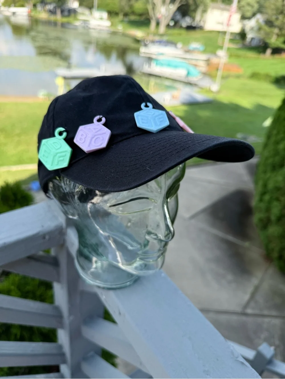 Women Black Baseball Cap with Pastel Charms one size fit all